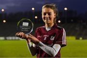 2 March 2019; Áine McDonagh of Galway with her player of the match award after the Lidl Ladies NFL Division 1 Round 4 match between Mayo and Galway at Elverys MacHale Park in Castlebar, Mayo. Photo by Piaras Ó Mídheach/Sportsfile