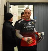 2 March 2019; Mayo substitute goalkeeper Micheál Schlingermann makes his way to the pitch before the Allianz Football League Division 1 Round 5 match between Mayo and Galway at Elverys MacHale Park in Castlebar, Mayo. Photo by Piaras Ó Mídheach/Sportsfile
