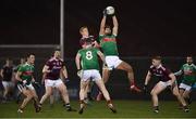 2 March 2019; Aidan O’Shea of Mayo catches a kick-out ahead of Ciarán Duggan of Galway, as team-mate Matthew Ruane looks on, during the Allianz Football League Division 1 Round 5 match between Mayo and Galway at Elverys MacHale Park in Castlebar, Mayo. Photo by Piaras Ó Mídheach/Sportsfile