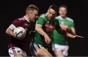 2 March 2019; Danny Cummins of Galway in action against Chris Barrett of Mayo during the Allianz Football League Division 1 Round 5 match between Mayo and Galway at Elverys MacHale Park in Castlebar, Mayo. Photo by Piaras Ó Mídheach/Sportsfile