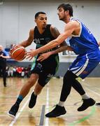 2 March 2019; Kendall Williams of Garvey's Tralee Warriors in action against Kenneth Hansberry of Maree during the Basketball Ireland Men's Superleague match between Garvey's Tralee Warriors and Maree at the Tralee Sports Complex in Tralee, Co. Kerry. Photo by Brendan Moran/Sportsfile