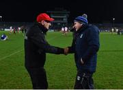 2 March 2019; Tyrone manager Mickey Harte, left, and Cavan manager Mickey Graham shake hands following the Allianz Football League Division 1 Round 5 match between Tyrone and Cavan at Healy Park in Omagh, Tyrone. Photo by Seb Daly/Sportsfile