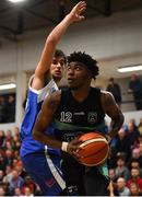 2 March 2019; Keith Jumper of Garvey's Tralee Warriors in action against Niels Bunschoten of Maree during the Basketball Ireland Men's Superleague match between Garvey's Tralee Warriors and Maree at the Tralee Sports Complex in Tralee, Co. Kerry. Photo by Brendan Moran/Sportsfile
