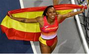 3 March 2019; Ana Peleteiro of Spain celebrates winning the Women's Triple Jump event during day three of the European Indoor Athletics Championships at Emirates Arena in Glasgow, Scotland. Photo by Sam Barnes/Sportsfile