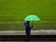 3 March 2019; A supporter arrives under an umbrella prior to the Allianz Hurling League Division 1B Round 5 match between Waterford and Galway at Walsh Park in Waterford. Photo by Seb Daly/Sportsfile