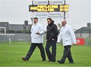 3 March 2019; Officials, from left, referee David Hughes, Waterford Referees Officer Michael O’Brien, and Paddy Gardiner inspect the pitch prior to the postponement of the Allianz Hurling League Division 1B Round 5 match between Waterford and Galway at Walsh Park in Waterford. Photo by Seb Daly/Sportsfile