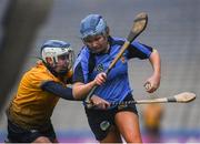 3 March 2019; Shauna Fitzgerald of Gailltír in action against Clare McGilligan of Clonduff during the AIB All Ireland Intermediate Camogie Club Final match between Clonduff and Gailltír at Croke Park in Dublin. Photo by Harry Murphy/Sportsfile