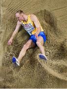 3 March 2019; Serhiy Nykyforov of Ukraine competing in the Men's Long Jump event during day three of the European Indoor Athletics Championships at Emirates Arena in Glasgow, Scotland. Photo by Sam Barnes/Sportsfile