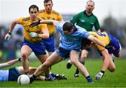 3 March 2019; Cormac Costello of Dublin in action against Tadgh O'Rourke of Roscommon during the Allianz Football League Division 1 Round 5 match between Roscommon and Dublin at Dr Hyde Park in Roscommon. Photo by Ramsey Cardy/Sportsfile