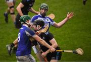 3 March 2019; Donal Burke of Dublin in action against Seán Downey, left, and Aaron Dunphy of Laois during the Allianz Hurling League Division 1B Round 5 match between Dublin and Laois at Parnell Park in Dublin. Photo by Ray McManus/Sportsfile