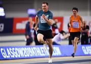 3 March 2019; Olympian and RTE Broadcaster David Gillick of Ireland competing in the Men's 60m Media Race during day three of the European Indoor Athletics Championships at Emirates Arena in Glasgow, Scotland. Photo by Sam Barnes/Sportsfile