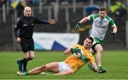3 March 2019; Shane Moran of Leitrim in action against Michael Clarke of London during the Allianz Football League Division 4 Round 5 match between Leitrim and London at Avantcard Páirc Seán Mac Diarmada in Carrick-on-Shannon, Co. Leitrim. Photo by Oliver McVeigh/Sportsfile