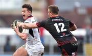 3 March 2019; Billy Burns of Ulster is tackled by Jarryd Sage of Dragons during the Guinness PRO14 Round 17 match between Dragons and Ulster at Rodney Parade in Newport, Wales. Photo by Ben Evans/Sportsfile