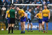 3 March 2019; Conor Daly of Roscommon remonstrates with referee Padraig O'Sullivan before being shown a yellow card during the Allianz Football League Division 1 Round 5 match between Roscommon and Dublin at Dr Hyde Park in Roscommon. Photo by Ramsey Cardy/Sportsfile