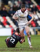 3 March 2019; Stuart McCloskey of Ulster is tackled by Jason Tovey of Dragons during the Guinness PRO14 Round 17 match between Dragons and Ulster at Rodney Parade in Newport, Wales. Photo by Gareth Everett/Sportsfile