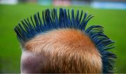 3 March 2019; The hair style worn by eight year old Harry Thomas, from the St Jude's GAA Club, at the Allianz Hurling League Division 1B Round 5 match between Dublin and Laois at Parnell Park in Dublin. Photo by Ray McManus/Sportsfile