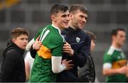 3 March 2019; Sean O'Shea of Kerry, left, and team-mate Kevin McCarthy after the Allianz Football League Division 1 Round 5 match between Kerry and Monaghan at Fitzgerald Stadium in Killarney, Kerry. Photo by Brendan Moran/Sportsfile