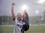 3 March 2019; Louise Dougan of Slaughtneil with her daughter, Molly, aged 3 celebrate following the AIB All Ireland Senior Camogie Club Final match between Slaughtneil and St Martins at Croke Park in Dublin. Photo by Harry Murphy/Sportsfile