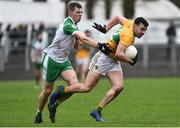 3 March 2019; Dan McGovern of Leitrim in action against Ryan Jones of London during the Allianz Football League Division 4 Round 5 match between Leitrim and London at Avantcard Páirc Seán Mac Diarmada in Carrick-on-Shannon, Co. Leitrim. Photo by Oliver McVeigh/Sportsfile