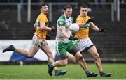 3 March 2019; Mark Gottsche of London in action against Dean McGovern and Darragh Rooney of Leitrim during the Allianz Football League Division 4 Round 5 match between Leitrim and London at Avantcard Páirc Seán Mac Diarmada in Carrick-on-Shannon, Co. Leitrim. Photo by Oliver McVeigh/Sportsfile