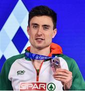 3 March 2019; Mark English of Ireland with his bronze medal after competing in the Men's 800m finals during day three of the European Indoor Athletics Championships at the Emirates Arena in Glasgow, Scotland. Photo by Sam Barnes/Sportsfile