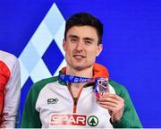 3 March 2019; Mark English of Ireland with his bronze medal after competing in the Men's 800m finals during day three of the European Indoor Athletics Championships at the Emirates Arena in Glasgow, Scotland. Photo by Sam Barnes/Sportsfile
