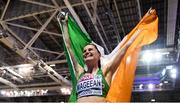 3 March 2019; Ciara Mageean of Ireland celebrates after winning a bronze medal in the Women's 1500m finals during day three of the European Indoor Athletics Championships at the Emirates Arena in Glasgow, Scotland. Photo by Sam Barnes/Sportsfile
