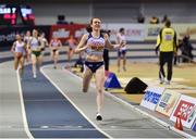 3 March 2019; Laura Muir of Great Britain crosses the line to win a gold medal in the Women's 1500m finals during day three of the European Indoor Athletics Championships at the Emirates Arena in Glasgow, Scotland. Photo by Sam Barnes/Sportsfile