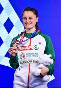 3 March 2019; Ciara Mageean of Ireland with her bronze medal after competing in the Women's 1500m finals during day three of the European Indoor Athletics Championships at the Emirates Arena in Glasgow, Scotland. Photo by Sam Barnes/Sportsfile
