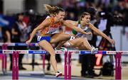 3 March 2019; Nadine Visser of Netherlands on her way to winning the Women's 60m Hurdles event during day three of the European Indoor Athletics Championships at Emirates Arena in Glasgow, Scotland. Photo by Sam Barnes/Sportsfile
