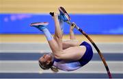 3 March 2019; Holly Bradshaw of Great Britain on her way to winning a silver medal in the Women's Pole Vault event during day three of the European Indoor Athletics Championships at Emirates Arena in Glasgow, Scotland. Photo by Sam Barnes/Sportsfile