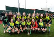 4 March 2019; Moville CC players celebrate with the trophy following the FAI Schools Senior Girls National Cup Final match between Athlone Community College and Moville Community College at the Showgrounds in Sligo. Photo by Harry Murphy/Sportsfile