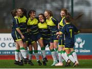 4 March 2019; Moville CC players celebrate at the full-time whistle following the FAI Schools Senior Girls National Cup Final match between Athlone Community College and Moville Community College at the Showgrounds in Sligo. Photo by Harry Murphy/Sportsfile