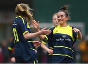 4 March 2019; Kerry Brown of Moville CC, left, celebrates after scoring her side's fourth goal with team-mate Bronagh McGuinness during the FAI Schools Senior Girls National Cup Final match between Athlone Community College and Moville Community College at the Showgrounds in Sligo. Photo by Harry Murphy/Sportsfile