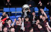 4 March 2019; CBC Monkstown captain James Reynolds lifts the cup after the Bank of Ireland Vinnie Murray Cup Final match between CBC Monkstown and Catholic University School at Energia Park in Donnybrook, Dublin. Photo by Piaras Ó Mídheach/Sportsfile