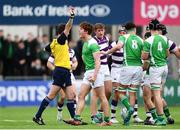 5 March 2019; Arthur Henry of Gonzaga College celebrates a scrum penalty during the Bank of Ireland Schools Senior Cup Semi-Final match between Gonzaga College and Clongowes Wood College at Energia Park in Donnybrook, Dublin. Photo by Ramsey Cardy/Sportsfile