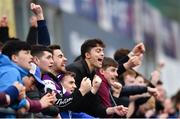 5 March 2019; Clongowes Wood College supporters celebrate a try during the Bank of Ireland Schools Senior Cup Semi-Final match between Gonzaga College and Clongowes Wood College at Energia Park in Donnybrook, Dublin. Photo by Ramsey Cardy/Sportsfile