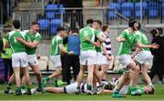 5 March 2019; Gonzaga College players celebrate at the final whistle of the Bank of Ireland Schools Senior Cup Semi-Final match between Gonzaga College and Clongowes Wood College at Energia Park in Donnybrook, Dublin. Photo by Ramsey Cardy/Sportsfile