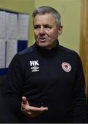 6 March 2019; Manager Harry Kenny speaking at a St Patrick's Athletic Press Conference at Ballyoulster United AFC in Celbridge, Co. Kildare. Photo by Sam Barnes/Sportsfile