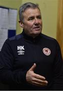 6 March 2019; Manager Harry Kenny speaking at a St Patrick's Athletic Press Conference at Ballyoulster United AFC in Celbridge, Co. Kildare. Photo by Sam Barnes/Sportsfile