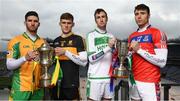 6 March 2019; Corofin’s Martin Farragher, left, and Dr Crokes’ Gavin White ahead of the AIB GAA All-Ireland Senior Football Club Championship Final and hurlers, St Thomas’ Conor Cooney, right, and Ballyhale Shamrock’s Joey Holden ahead of the AIB GAA All-Ireland Senior Hurling Club Championship Final taking place at Croke Park on Sunday, March 17th. Having extended their sponsorship of both Club and County for another five years in 2018, AIB is pleased to continue its sponsorship of the GAA Club Championships for a 29th consecutive year. For exclusive content and behind the scenes action throughout the AIB GAA & Camogie Club Championships follow AIB GAA on Facebook, Twitter, Instagram and Snapchat. Photo by Stephen McCarthy/Sportsfile