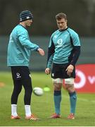 6 March 2019; Jonathan Sexton, left, speaks to Josh van der Flier during Ireland Rugby Squad Training at Carton House in Maynooth, Kildare. Photo by David Fitzgerald/Sportsfile