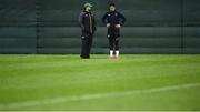 6 March 2019; Joey Carbery, right, with IRFU Head of Athletic Performance and Science Nick Winkleman during Ireland Rugby Squad Training at Carton House in Maynooth, Kildare. Photo by David Fitzgerald/Sportsfile