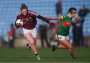 2 March 2019; Sarah Conneally of Galway in action against Nicola Meehan of Mayo during the Lidl Ladies NFL Division 1 Round 4 match between Mayo and Galway at Elverys MacHale Park in Castlebar, Mayo. Photo by Piaras Ó Mídheach/Sportsfile