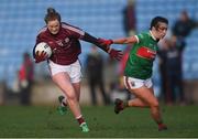 2 March 2019; Sarah Conneally of Galway in action against Nicola Meehan of Mayo during the Lidl Ladies NFL Division 1 Round 4 match between Mayo and Galway at Elverys MacHale Park in Castlebar, Mayo. Photo by Piaras Ó Mídheach/Sportsfile