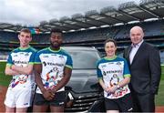 7 March 2019; In attendance, from left, Wicklow footballer, Patrick O'Connor, Westmeath footballer Boidu Sayeh, Dublin footballer Lyndsey Davey with Kilmacud Crokes, and former Clare manager, Anthony Daly during the Renault GAA World Games 2019 Launch at Croke Park in Dublin. Photo by Eóin Noonan/Sportsfile