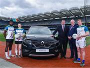 7 March 2019; In attendance, from left, Westmeath footballer Boidu Sayeh, Dublin footballer Lyndsey Davey, Patrick Magee, Country Operations Director, Renault Group Ireland, Uachtarán Chumann Lúthchleas Gael John Horan and Wicklow footballer Patrick O'Connor during the Renault GAA World Games 2019 Launch at Croke Park in Dublin. Photo by Eóin Noonan/Sportsfile