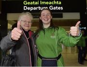 7 March 2019; Maureen Byrne, from Kilkenny, with her granddaughter Lucy Dollard from the Athletics team on the team's departure from Dublin Airport in advance of the Special Olympics World Summer Games in Abu Dhabi, United Arab Emirates. Photo by Matt Browne/Sportsfile