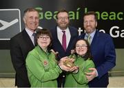7 March 2019; Mayor of Fingal Cllr Anthony Lavin with, from left, Brendan Whelan, Chairperson of Special Olympics Ireland, team Ireland members Laura Rumball, from Dublin, and Eimear Gannon, from Dublin and Matt English, CEO of Special Olympics Ireland on the team's departure from Dublin Airport in advance of the Special Olympics World Summer Games in Abu Dhabi, United Arab Emirates. Photo by Matt Browne/Sportsfile
