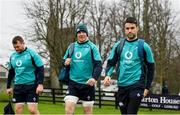 8 March 2019; Jack McGrath, left, Peter O'Mahony, centre, and Conor Murray arrive for Ireland Rugby squad training at Carton House in Maynooth, Kildare. Photo by Ramsey Cardy/Sportsfile